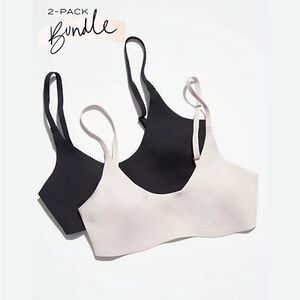 FREE PEOPLE STELLA Seamless Black and Cream Bralette Set SIZE Large